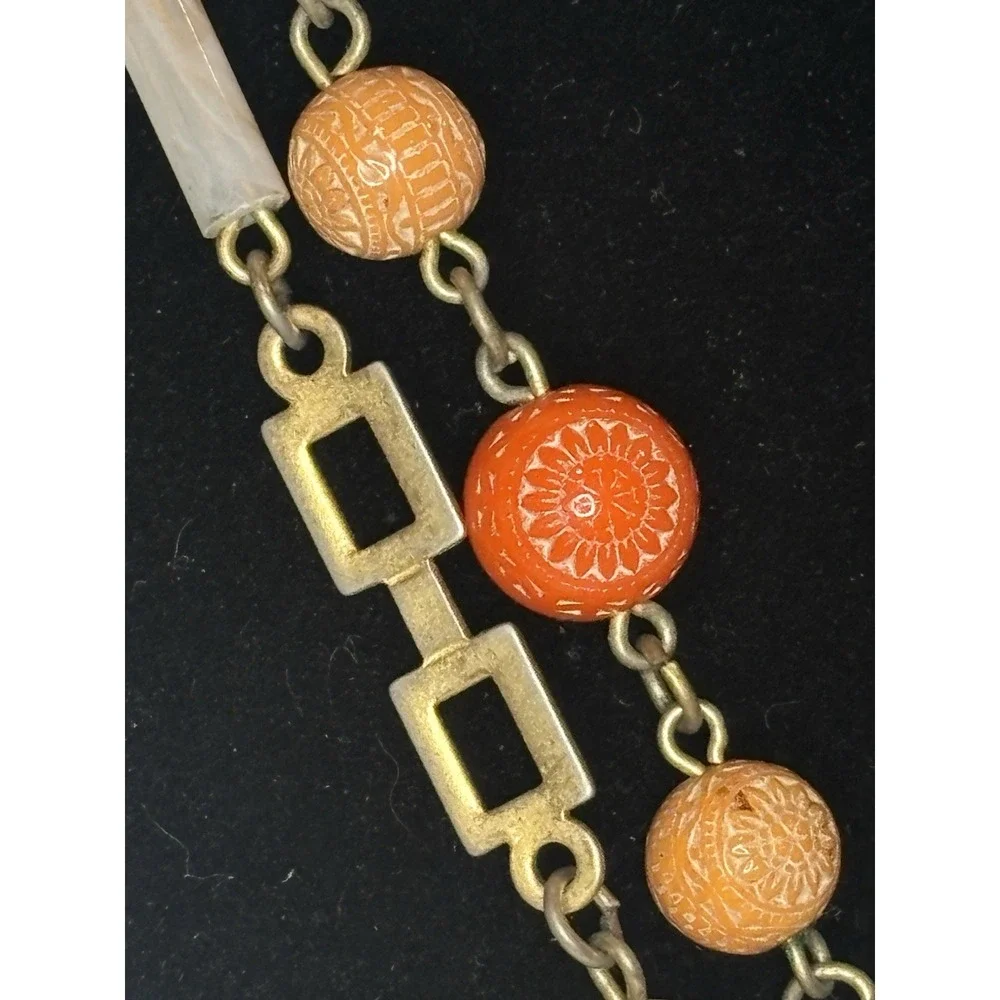 Vintage Mod Lucite Acrylic Bead Opera Necklace 46